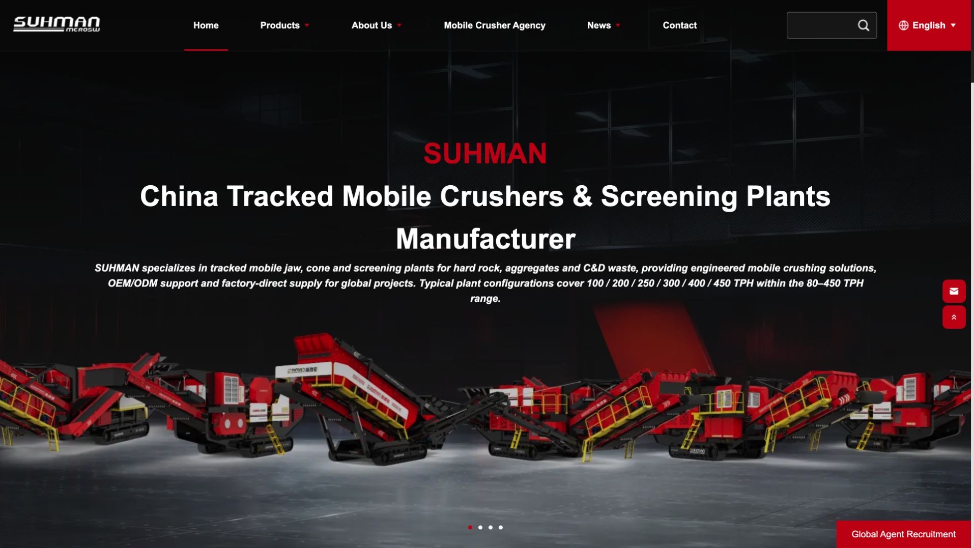 SUHMAN 移动破碎设备独立站官网首屏
